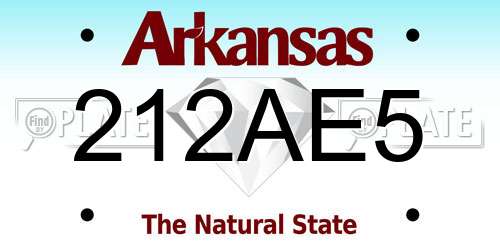 212AE5 Arkansas License Plate