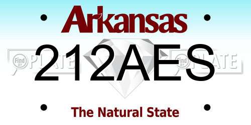 212AES Arkansas License Plate