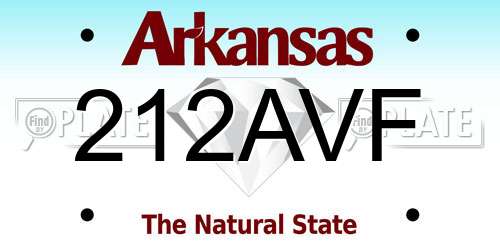 212AVF Arkansas License Plate