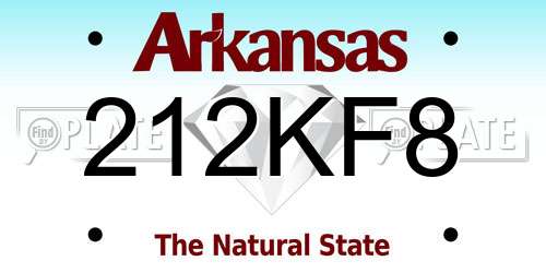 212KF8 Arkansas License Plate