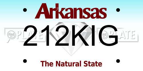 212KIG Arkansas License Plate