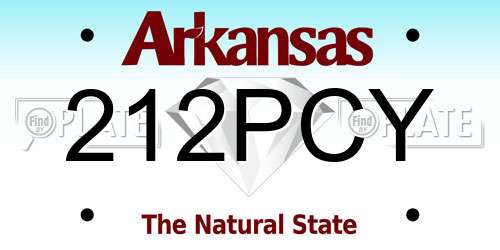 212PCY Arkansas License Plate