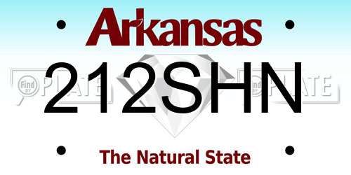 212SHN Arkansas License Plate