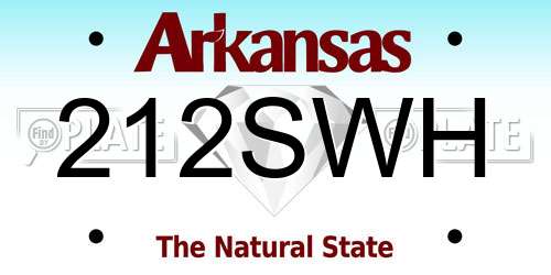 212SWH Arkansas License Plate
