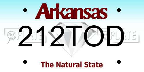 212TOD Arkansas License Plate