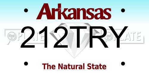 212TRY Arkansas License Plate