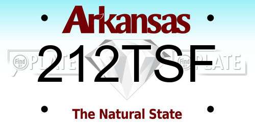 212TSF Arkansas License Plate