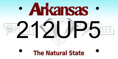 212UP5 Arkansas License Plate