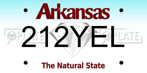 212YEL Arkansas License Plate