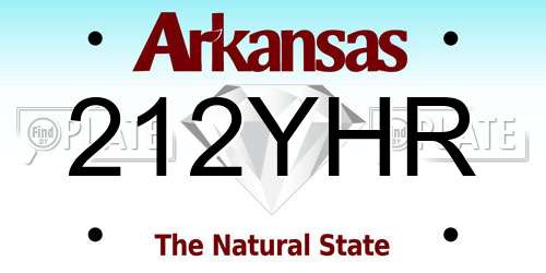 212YHR Arkansas License Plate