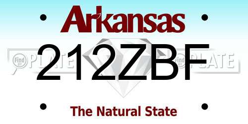 212ZBF Arkansas License Plate