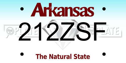 212ZSF Arkansas License Plate