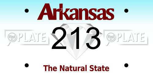 213 Arkansas License Plate