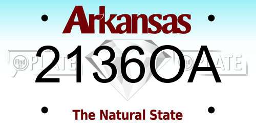 2136OA Arkansas License Plate