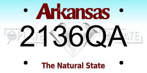 2136QA Arkansas License Plate