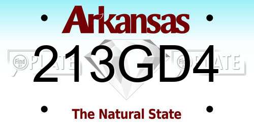 213GD4 Arkansas License Plate