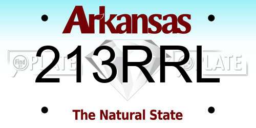 213RRL Arkansas License Plate