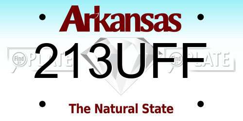 213UFF Arkansas License Plate