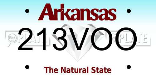 213VOO Arkansas License Plate