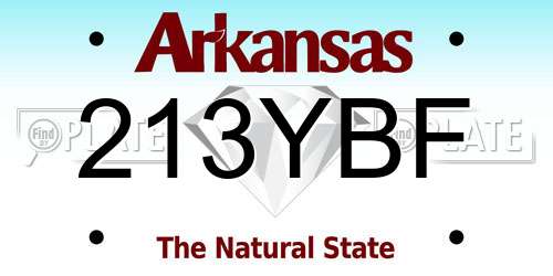 213YBF Arkansas License Plate