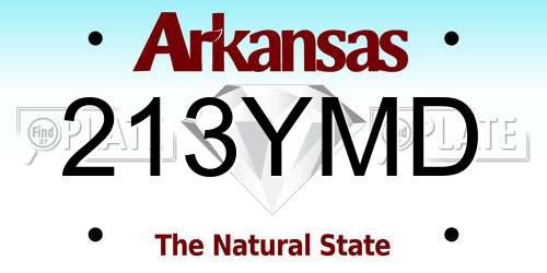213YMD Arkansas License Plate