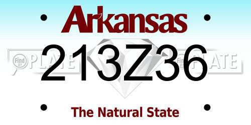 213Z36 Arkansas License Plate