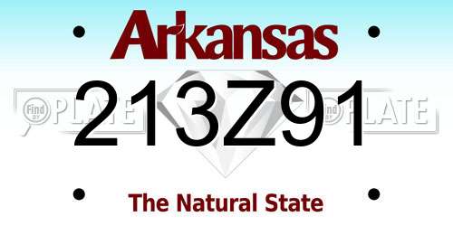 213Z91 Arkansas License Plate