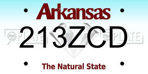 213ZCD Arkansas License Plate