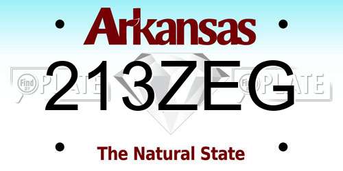 213ZEG Arkansas License Plate