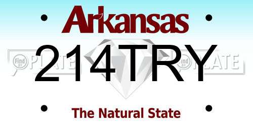 214TRY Arkansas License Plate
