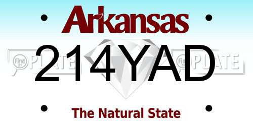 214YAD Arkansas License Plate