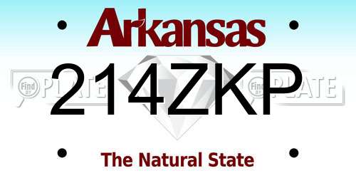 214ZKP Arkansas License Plate