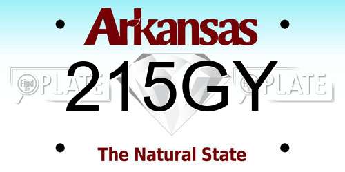 215GY Arkansas License Plate