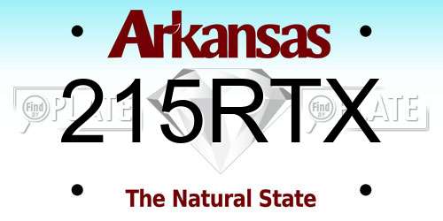215RTX Arkansas License Plate