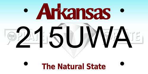 215UWA Arkansas License Plate