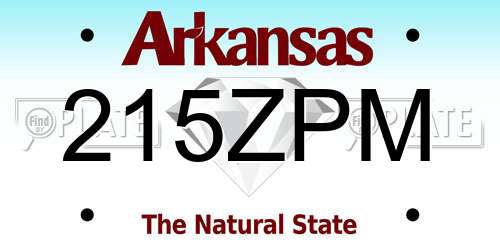 215ZPM Arkansas License Plate