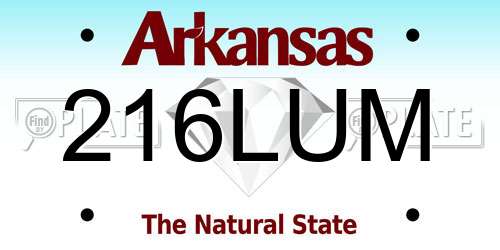 216LUM Arkansas License Plate