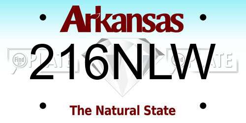 216NLW Arkansas License Plate