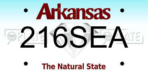 216SEA Arkansas License Plate