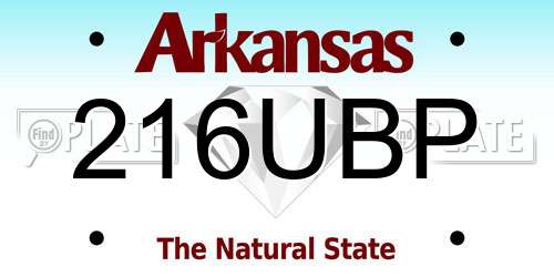 216UBP Arkansas License Plate