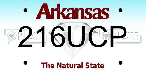 216UCP Arkansas License Plate
