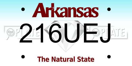 216UEJ Arkansas License Plate