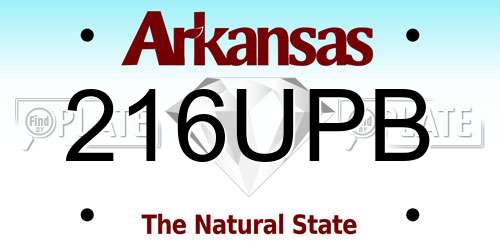 216UPB Arkansas License Plate