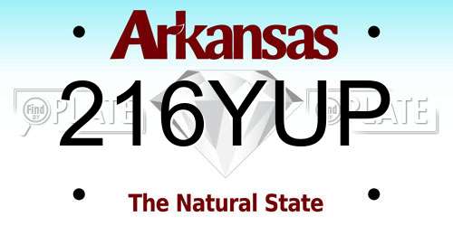 216YUP Arkansas License Plate