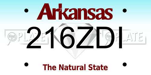216ZDI Arkansas License Plate