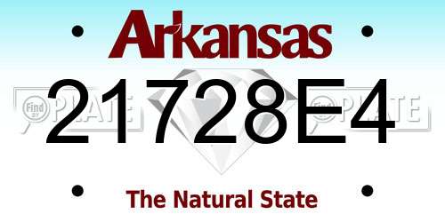 21728E4 Arkansas License Plate