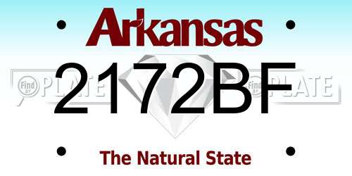 2172BF Arkansas License Plate