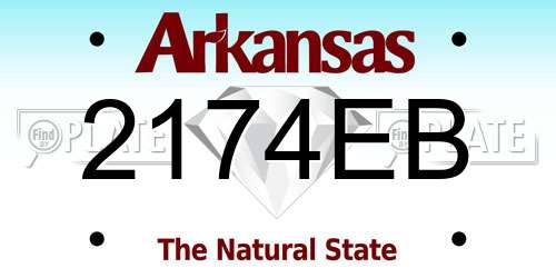 2174EB Arkansas License Plate
