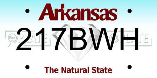 217BWH Arkansas License Plate