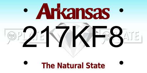 217KF8 Arkansas License Plate